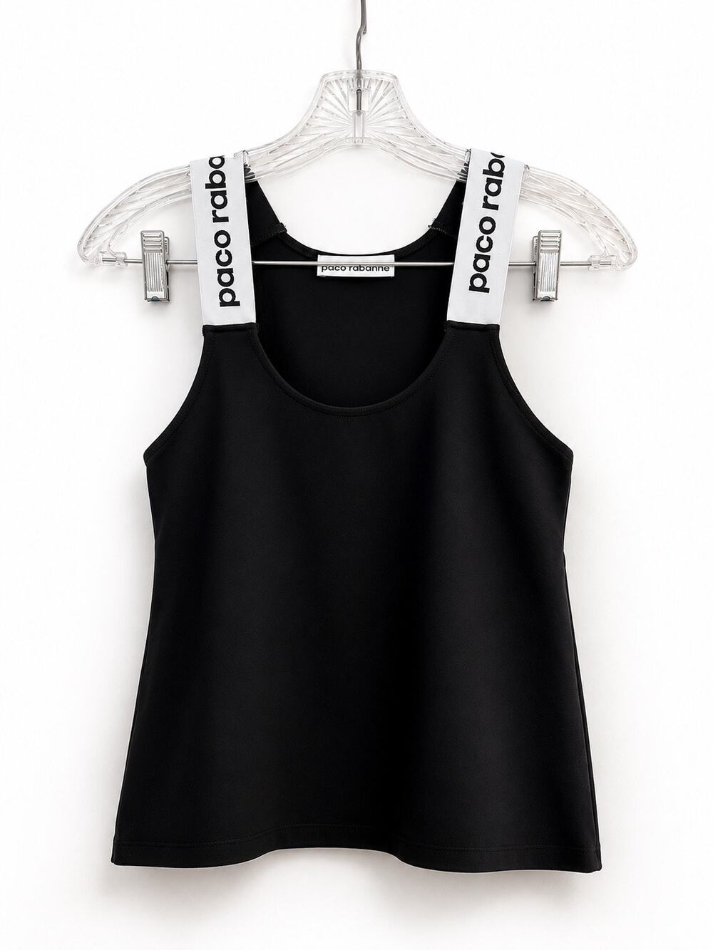 Paco Rabanne Logo Strap Black Stretch Tank Top Sleeveless Size S